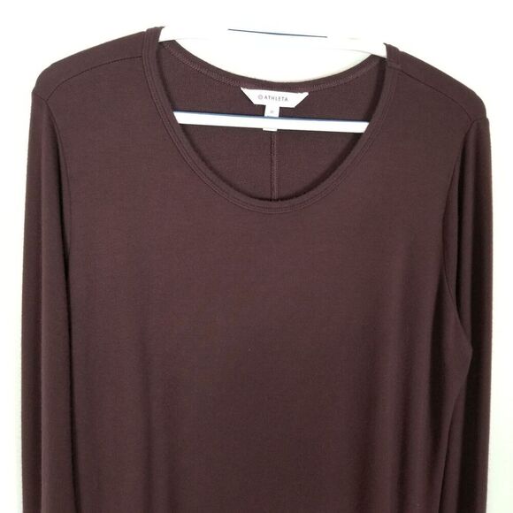 Athleta Womens Crossover Sweatshirt Dress Cut Out Back Size M Maroon Long Sleeve - Picture 2 of 8